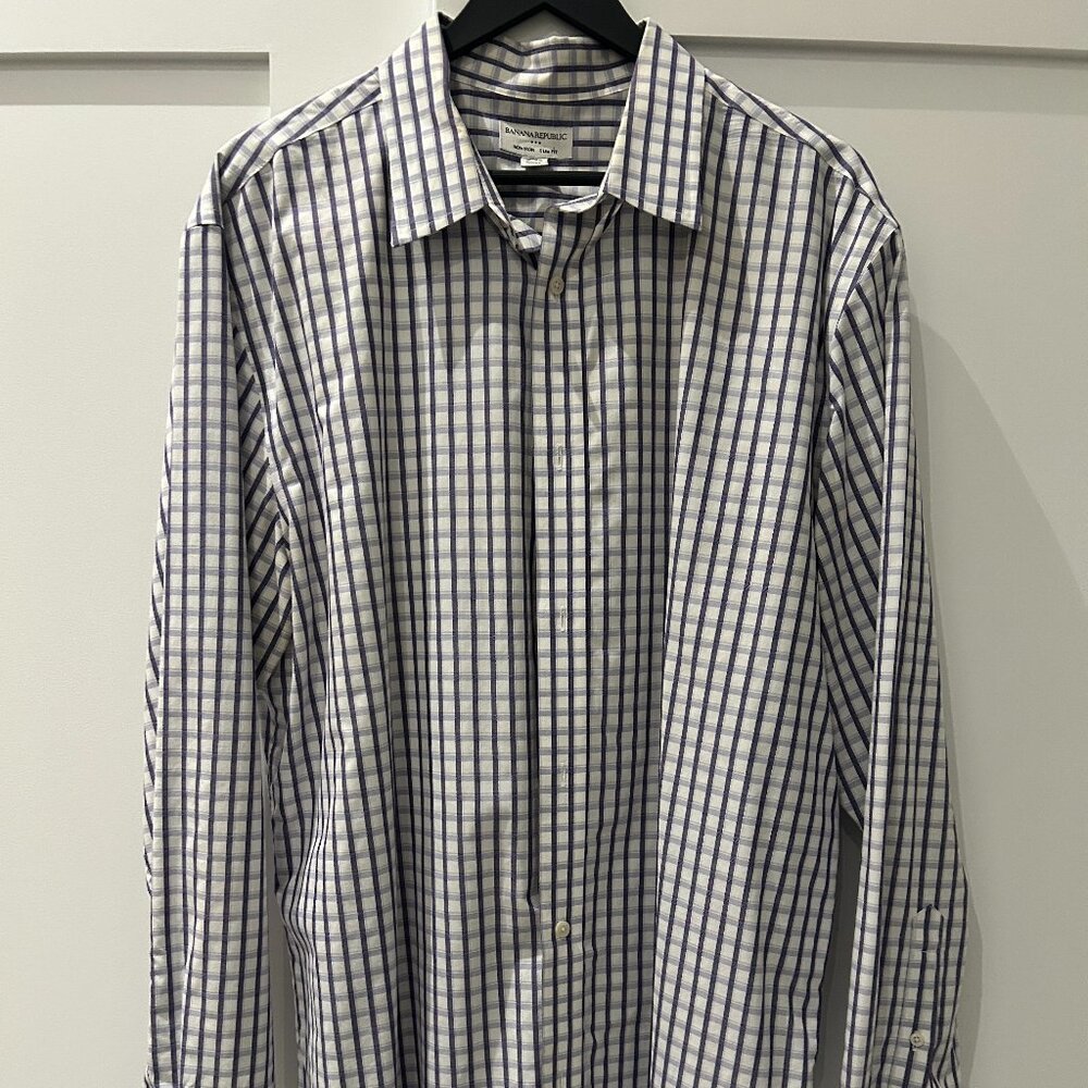 Banana Republic Mens Dress Shirt Plaid - XXL Slim Fit